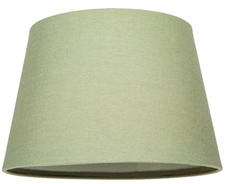 Classic and Traditional 10 Inch Olive Green Linen Fabric Drum Table or Pendant Lamp Shade 60w Maximum | Inner Cotton Lining by Happy Homewares