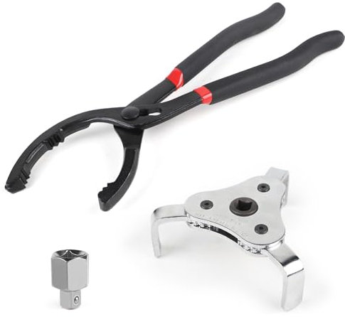 DBREAKS Clé à filtre à huile universelle, 12 Pince Pour Filtre à huile réglables+Clé à filtre à huile réglable à 3 griffes, Pince Filtre a Huile 60-115mm, Pince pour Filtre à Huile Universelle