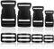 Sinofort 46 Stück Klickverschluss, 38mm/32mm/25mm/20mm Steckschnallen, 4-Größen Schnallen und Verschlüsse Steckschnalle Schnalle für Paracord Armbänder Kordeln (Schwarz)