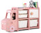COSTWAY Spielzeugregal, 2 Ebenen Kinderregal mit Schrank und Aufbewahrungsboxen, Bücherregal für Kinder, Kinderzimmer Regal für Spielzeug Aufbewahrung, 110 x 32 x 66 cm (Auto, Rosa)