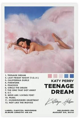Katy Perry Poster, Teenager-Traum, Albumcover, Poster, Leinwandposter, Wandkunst, Dekordruck, Bild Gemälde für Wohnzimmer, Schlafzimmer, Dekoration, ungerahmt, 30 x 45 cm
