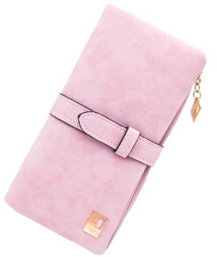 FuninCrea Portefeuille Grand pour Femme, Porte Monnaie Cuir Long avec Fenêtres d'Identification, Minimaliste avec Pochette à Fermeture Éclair