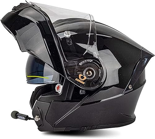 Klapphelm Mit Sonnenblende Bluetooth Helm Motorrad Klapphelm Motorradhelm ECE Zertifiziert Integralhelme Mit Doppelvisier Und Mikrofon Motorradhelm Klappbar Für Herren Damen B,XXXL/(65~66cm)
