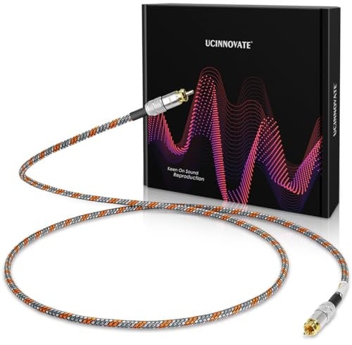 UCINNOVATE Cable de subwoofer RCA de alta gama, 4,5 m, cable de audio estéreo con conector chapado en oro para estéreo, cine en casa, altavoz, potencia de graves