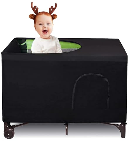 Verdunkelungs-Baldachin für Kinderbett, Reisenetz, dehnbar, atmungsaktiv, dehnbar bis zu 101,6 x 76,2 cm, für drinnen und draußen, für Sicherheit beim Schlafen von Kindern