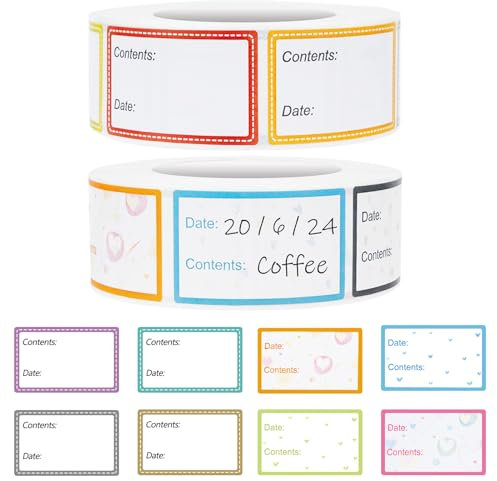 2 Rollos 1000 Piezas Etiquetas Adhesivas para Congelador de Alimentos,Etiquetas Congelador para Cocinas Restaurantes Tiendas de Comestibles Mercados (25 x 40 mm)