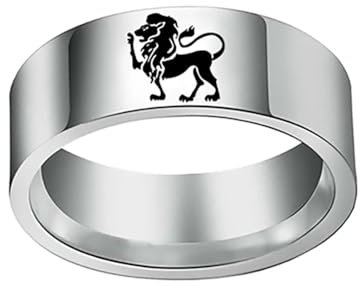 UOMSKTY Ringe Mit Sternbild Löwe Für Frauen Und Männer – Vintage-Horoskop-Ringe, Astrologie-Ring, Ring Mit 12 Sternbildern, Einfache Paarringe, Sternzeichen-Schmuck, Geschenk, 7