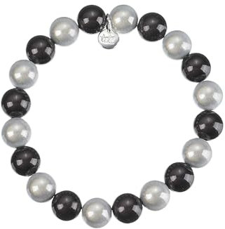 Leslii Reflective Pearls Perlen-Armband Magic 3D-Effekt (schwarz-weiß Ø 14mm)
