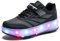 HUSKSWARE Rollschuhe, 4-Rad-Skateschuhe, Unisex, Klettverschluss, Jugendliche Schuhe mit Rollen, Schwarz,38EU.