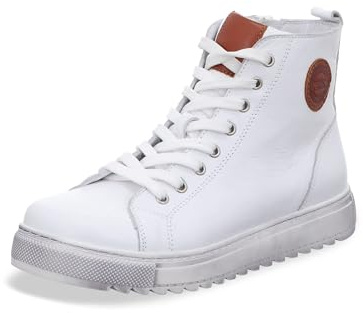 Gemini Damen Stiefelette sportlicher High Top Sneaker aus Leder 343919-02, Größe:39 EU, Farbe:Weiß