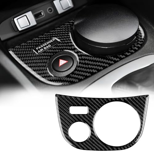 KUNGKIC Für Seat Leon Mk2 FR 1P1 5F1 Cupra/Cupra R 2005-2012 Kohlefaser Auto-Wasserbecher-Halter Warnleuchte-Rahmen Becherhalter Dekorativ Innenraum Aufkleber Zubehör,Geschenk (Schwarz)