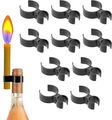 Champagner-Wunderkerzen-Flaschenhalter-Clips, Kuchen-Kerzen-Clips - 10 Stück Sicherheits-Weinflaschen-Clips für Zuhause | Champagner-Wunderkerzen-Flaschenklammern für Weihnachten, Jubiläen, Halloween