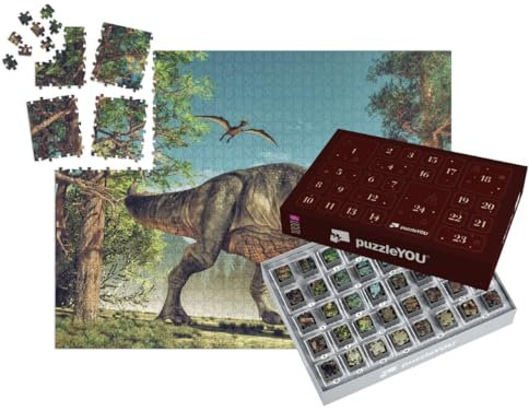 puzzleYOU: Puzzle-Adventskalender | „3D-Rendering: Dinosaurier“ – aus der Puzzle-Kollektion Dinosaurier, Tiere aus Fantasy & Urzeit