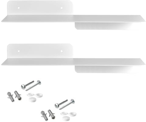 SOTECH 2er Set Design Wandboard Hover-I 350 x 130 x 78 mm weiß, Wandmontage, Hängeregal inkl. Befestigungsset, Moderne Ablage für die Wand in Bad Küche oder Wohnzimmer