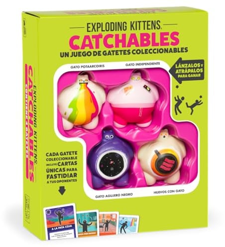 Exploding Kittens | Catchables Core Pack | Brettspiel für Erwachsene und Familien | Werfen Sie sie und binden Sie sie zum Sieg | ab 8 Jahren | 2 bis 4 Spieler | 10 Minuten pro Spiel | Spanisch