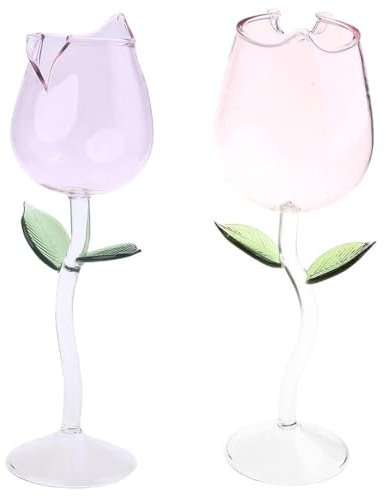 YHAILI Verre à vin en forme de rose en forme de fleur sans plomb - Verres à vin rouge - Verres à cocktail pour la maison, les mariages, les fêtes - Cadeau idéal