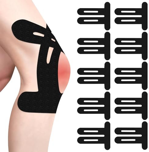 10 Stück Blau PreCut Kinesiotapes Knie,Kinesiotapes Vorgeschnitten Knie,Kinesiologie Tape,Ohne Shere,Wasserfestes & Elastisches Physio Tape für Knieschmerzen (Schwarz)