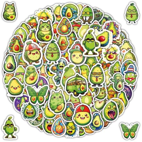 DIWSO 100 Stück Avocado Aufkleber für Scrapbook, Tagebuch, Laptop, Umschläge, Wasserflasche, Skateboard, Fahrrad, Computer, Graffiti, Teenager, Junge, Mädchen, Wasserfest
