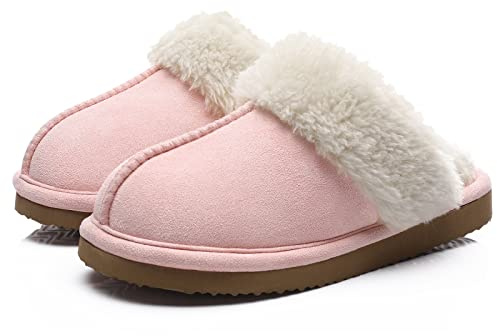 Litfun Women's Fluffy Memory Foam Slippers House Shoes Indoor Outdoor | Faux Suede,Non-Slip Sole,Machine Washable,Gifts,Cushioned,Home,Bedroom,Cuzy and Warm,Fuzzy Plush Lining