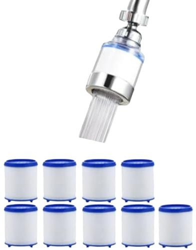 Blitzel Wasserfilter 360° Wasserhahn Filter Mit 9 PP-Baumwollpatronen - Wasser filter Wasserhahn, Wasserhahn Entfernt Schwermetalle, Hartes