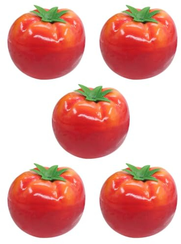 GOOHOCHY 5 Künstliche Tomaten Künstliches Obst Lebensecht 5 Stück aus Schaumstoff Rot Dekorativ für Tisch und Zuhause Nicht Leicht zu Brechen
