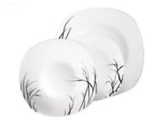 Wintem Lot de 18 assiettes carrées – Service de table élégant en porcelaine avec décoration Gracilis – Design moderne et raffiné