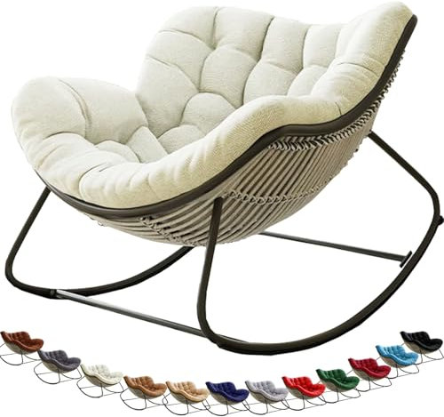 MCNDSI Schaukelstuhl Auflage wasserdicht Rattan Wohnzimmer, Bequemer Schaukelsessel Kissen Outdoor Indoor, Papasansessel Kissen Auflage Doppelt Für Garten, Terrasse(F3)