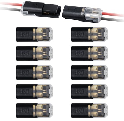 APIELE 2-Polig Kabel Steckverbinder Stecker 10 Stück Stecker Steckverbindung Steckverbinder 18-22 AWG Wasserdicht Kabelverbinder