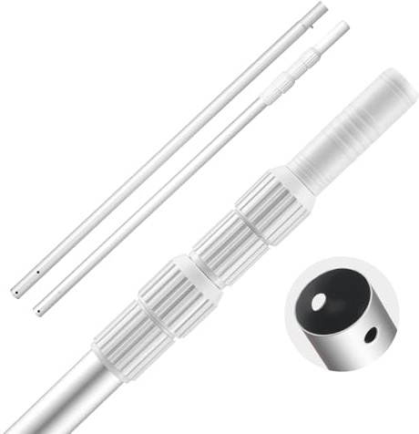 VEVOR Palo per Piscina, 1 a 3,65 m, Asta Telescopica Professionale Regolabile con Asta di Prolunga di Pulizia per Spazzola, Testa di Aspirazione, Retino per Skimmer per la Pulizia delle Piscine
