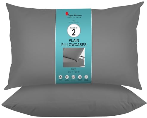 GC GAVENO CAVAILIA Microfiber Pillow Case 2 Pairs - Housewife Pillowcases - Plain Dyed Soft & Breathable Covers - Standard Size 75x50 cm - Wrinkle & Fade Resistant Machine Washable Bedding - Charcoal