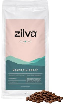Zilva Decaffeinated Coffee Beans | Mountain Decaf | Medium Roast | 100% Arabica Single Origin | 1kg