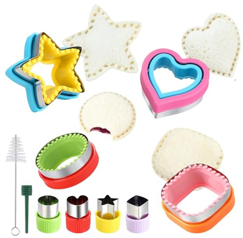 Satiskid 10 PCS Sandwich Cutters, Cookie Cutters, Stainless Steel Vegetable Fruit Cutter, Various Shapes Molds, Food Shape Cutter, Kid Baking Tools, Kids Bento Decoration Supplies