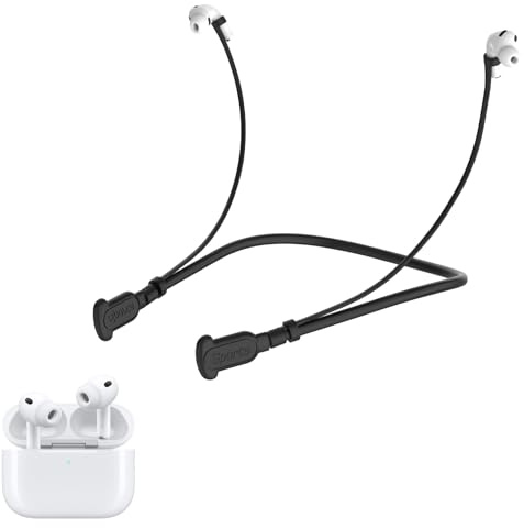 Silikon-Anti-Verlust-Strap für AirPods Pro 3/2, AirPods 3/4 – Weich hautfreundlich, zuverlässig vor Verlust & Beschädigung, optimal Länge für Sport, Reisen und alltäglichen Gebrauch (Schwarz)