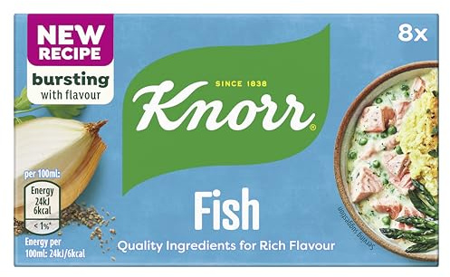 Knorr Fish Stock Cubes with an improved recipe for richer flavour in your dishes gluten-free fish stock 8x 10 g