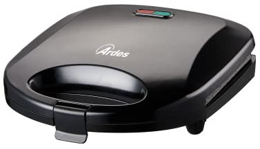 ARDES - Professioneller elektrischer Sandwich-Maker Kompakt Toaster mit antihaftbeschichteten Grillplatten Elektrische Grillplatte für Brötchen, Toast und Piadinas Schwarze Farbe Modell AR1S10