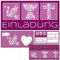 15er Set Kommunion Konfirmation Taufe Einladungskarten mit Umschlag SYMBOLE zum Ausfüllen in Violett für Mädchen Jungen Einladungen von BREITENWERK