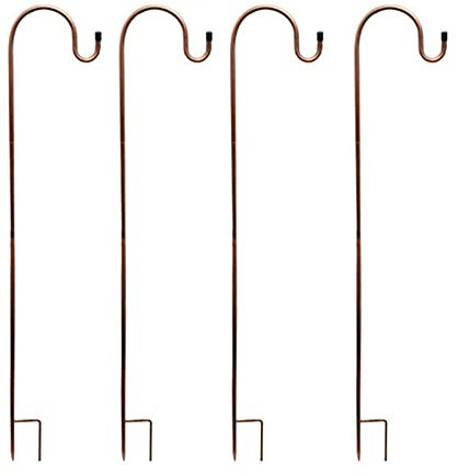 4 Stück Garten Schäferhaken Metall Gartenstab mit haken Laternenstab Hakenhalter Abnehmbar metallstangen, Für Laternen Weihnachtsbeleuchtung Solarleuchten Windspiel Vogelkäfige Blumenkörbe 80cm