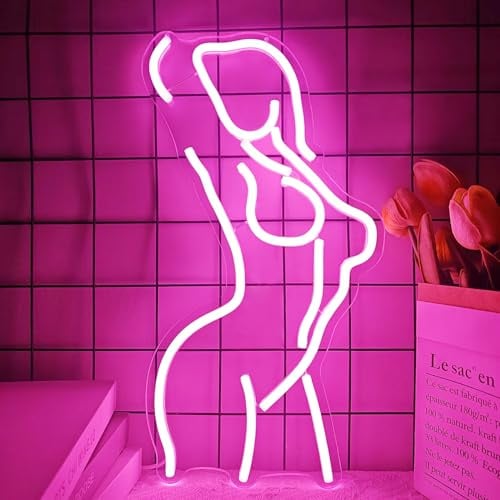 Ajoyferris Lady Neon Signs Dimmbare LED-Neonschilder für Damen, Neonlichter für Schlafzimmer, Bar, Männerhöhle, Zimmer, Pub, Geschäft, Club, Party, Wandkunst Dekoration (39 x 21 cm, Rosa)