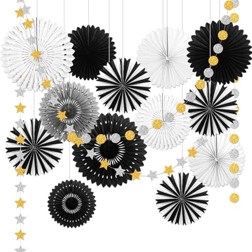 YBwanli deko silvester 2025,silvester deko 2025 party set,silvester girlande,Neujahrsdekoration schwarz gold,YBwanli wünscht Ihnen ein frohes neues Jahr 2025