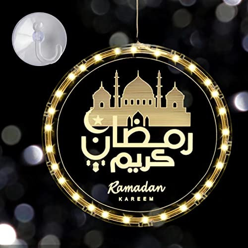 BARVERE Ramadan Dekoration Fee Licht, LED Eid Dekorationen, Muslim Ramadan Lichterkette mit Saugnapfhaken, Eid Ramadan Laternen Lichterkette für Festival, Party und Eid Mubarak Dekoration-Schloss