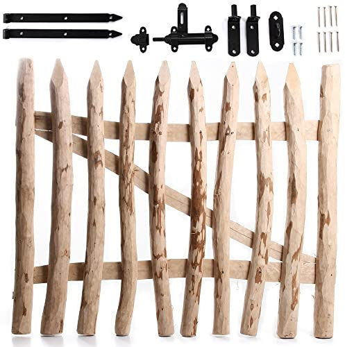 Gartentor Zauntor für Staketenzaun Pforte Haselnuss Gartenzaun Abstand 5-8cm Holztor Tor Gartentür Gartenpforte (120 x 100 cm)
