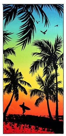 YOGAES Schnell trocknendes Strandtuch für Erwachsene, 70 cm x 140 cm, weiche Mikrofaser, saugfähig, Sandstrandtuch, Insel-Resort, Schwimmhalle für Frauen, Handtuch, Twilight-Kokosnuss, 70 x 140 cm