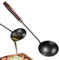 Skillet Spoon, Metal Wood Spatula, Oil Pouring Long Handle Iron Spoon, Non-Stick Cake Maker for Egg Dumplings, Stewiron Cake Spoon Frying Snack Spoon, Kitchen Cooling Supplies