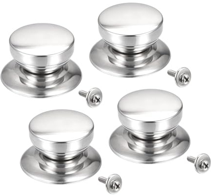 TRHDFW Universal Pot Lid Knob, Stainless Steel Replacement Knob 51x28mm for Glass,Stainless Steel Pan Cover Lid, Pack of 4