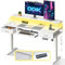 OffiGo Height Adjustable Desk, 120cm Electric Standing Desk with Drawers, Computer Table with Keyboard Tray, OfficeTable with Sockets and LED Light, Monitor Stand, White