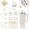 Yuecda Stanley Cup Accessories Set: Including Silicone Spill-Proof Stopper, Straw Cover Caps, Silicone Boots (Cream)