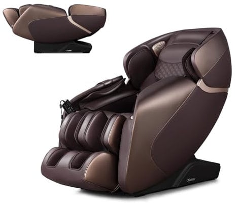 RELAX4LIFE Massagesessel Ganzkörpermassage Massagestuhl Zero Gravity SL Track Relaxsessel Shiatsu Massage Chair mit Wärmefunktion 12 Massageprogramm Sprachfunktion Fußrollen Bluetooth USB (Braun)