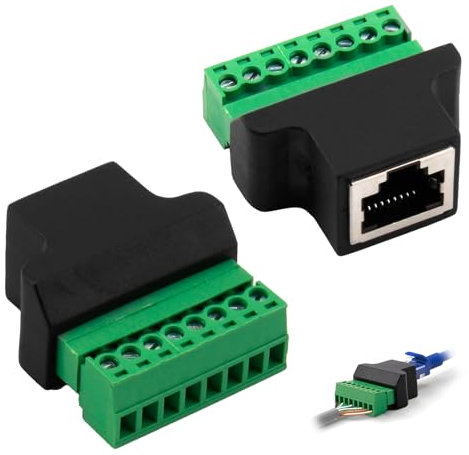 Lot de 2 Connecteurs RJ45 Femelle vers 8 Broches à Vis Connecteur RJ45 pour Câble Ethernet Cat 7 6 5 5e Adaptateur Réseau Coupleur en Ligne Femelle avec Installation Facile et Connexion Sécurisée