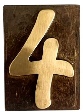 L'ARTISTICA F.LLI PERINCIOLI | Numeri Civici in Ottone | Applicabile su Piastra o Parete Adatto per Case, Numero 4, 8x6cm