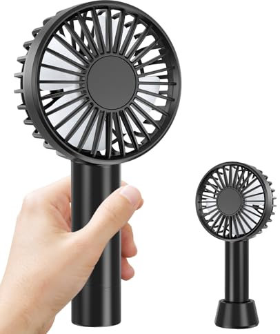PALATALA Ventilatore Portatile, Mini Ventilatore USB Ricaricabile - 5 Velocità, A Batteria, Ventilatore da Tavolo con Base Regolabile, Design Minimalista per Casa Ufficio Viaggi all'Aperto (Nero)